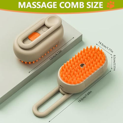4-in-1 Cat Brushes for Indoor Cats,Rechargeable Cat Steam Brush,Anti-Static Cat Brush with Steam,Massage,Cleaning,Shedding & Combing All In One|B0F4R23T46