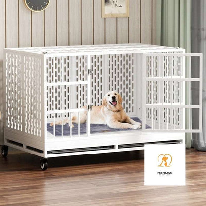 48 Inch Heavy Duty Dog Crate with Wheels, Folding Metal Big Dog Cage for Large and Medium Dogs, Extra Large XL XXL Pet palace shop