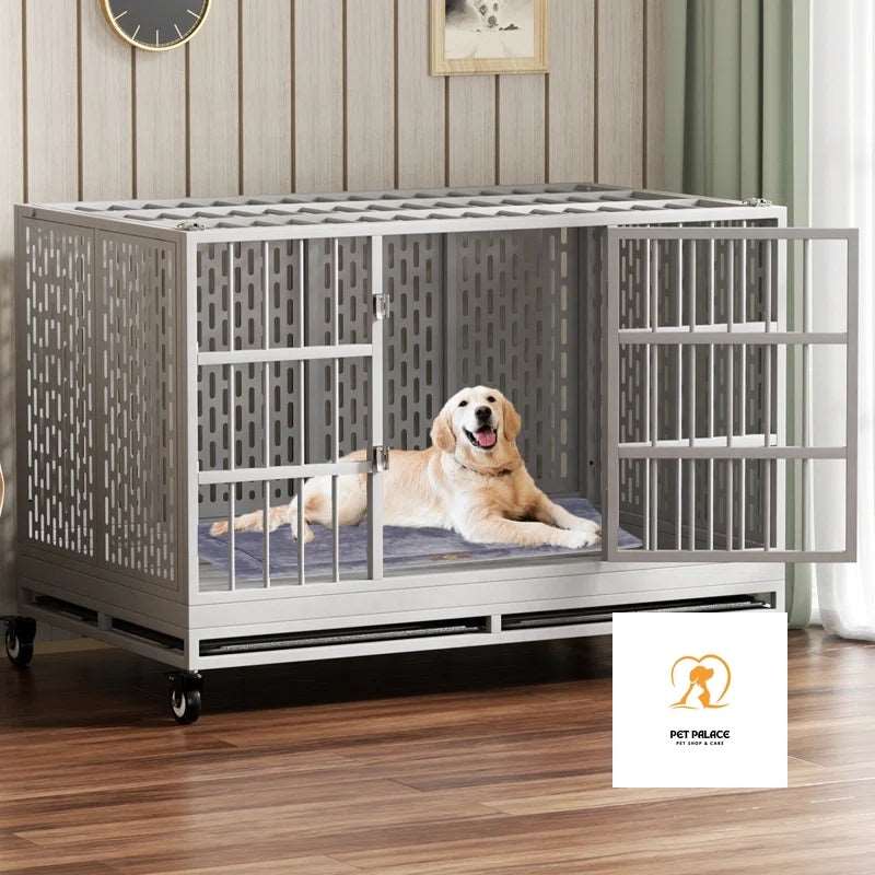 48 Inch Heavy Duty Dog Crate with Wheels, Folding Metal Big Dog Cage for Large and Medium Dogs, Extra Large XL XXL Pet palace shop