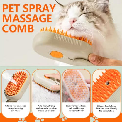 4-in-1 Cat Brushes for Indoor Cats,Rechargeable Cat Steam Brush,Anti-Static Cat Brush with Steam,Massage,Cleaning,Shedding & Combing All In One|B0F4R23T46