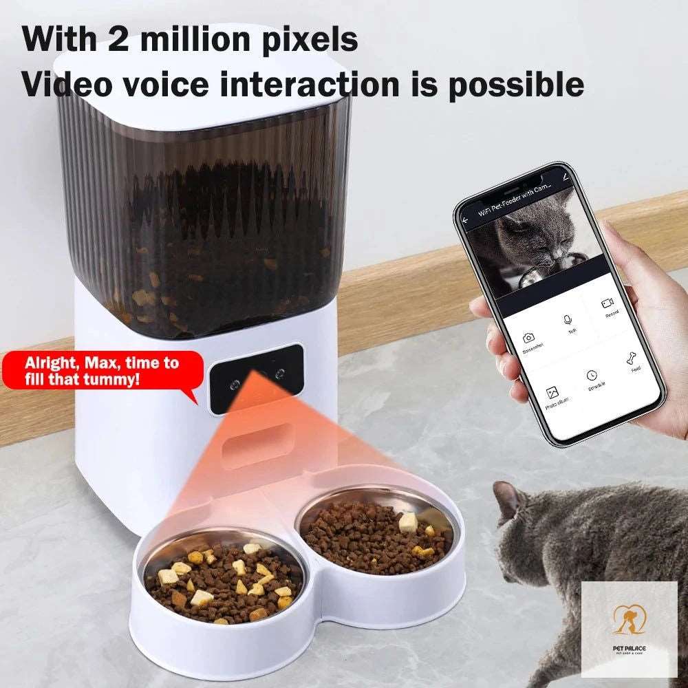 5L Automatic Feeder Cats WiFi with Camera HD Smart Interactive Pet Food Dispenser Timer Stainless Steel Bowl Auto Dog Feeder Pet palace shop