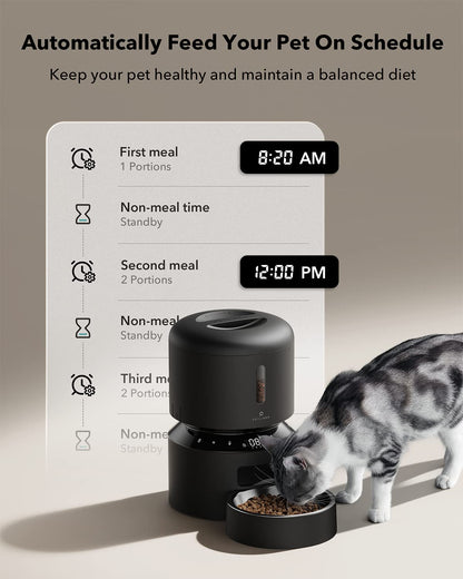 PETLIBRO Automatic Cat Feeder, 5G WiFi Automatic Dog Feeder with Freshness Preservation, 5L Timed Cat Feeder with Low Food Sensor, Up to 10 Meals Per Day, Granary Pet Feeder for Cats, Black