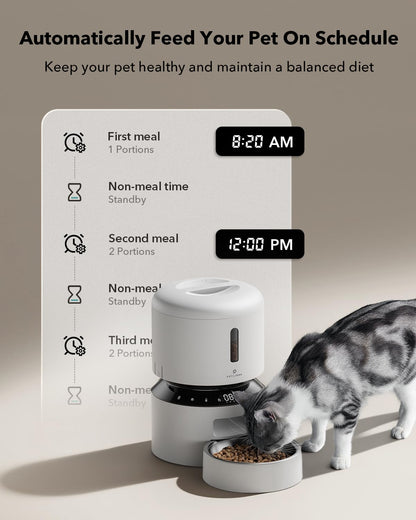 PETLIBRO Automatic Cat Feeder, 5G WiFi Automatic Dog Feeder with Freshness Preservation, 5L Timed Cat Feeder with Low Food Sensor, Up to 10 Meals Per Day, Granary Pet Feeder for Cats, Black