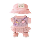 17cm Clothes Set for Dog NO Doll , Hat and Dress Set for dogs Accessories Suit, Cute Outfit for Labubu Dress up Purple