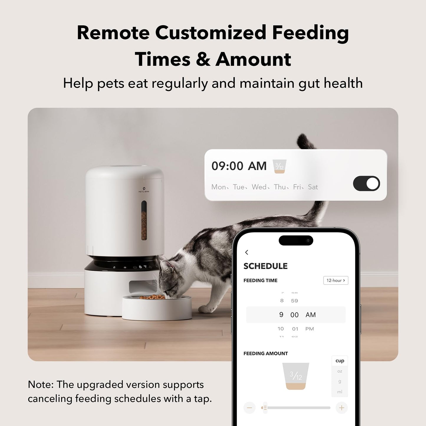 PETLIBRO Automatic Cat Feeder, 5G WiFi Automatic Dog Feeder with Freshness Preservation, 5L Timed Cat Feeder with Low Food Sensor, Up to 10 Meals Per Day, Granary Pet Feeder for Cats, Black