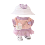 17cm Clothes Set for Dog NO Doll , Hat and Dress Set for dogs Accessories Suit, Cute Outfit for Labubu Dress up Purple
