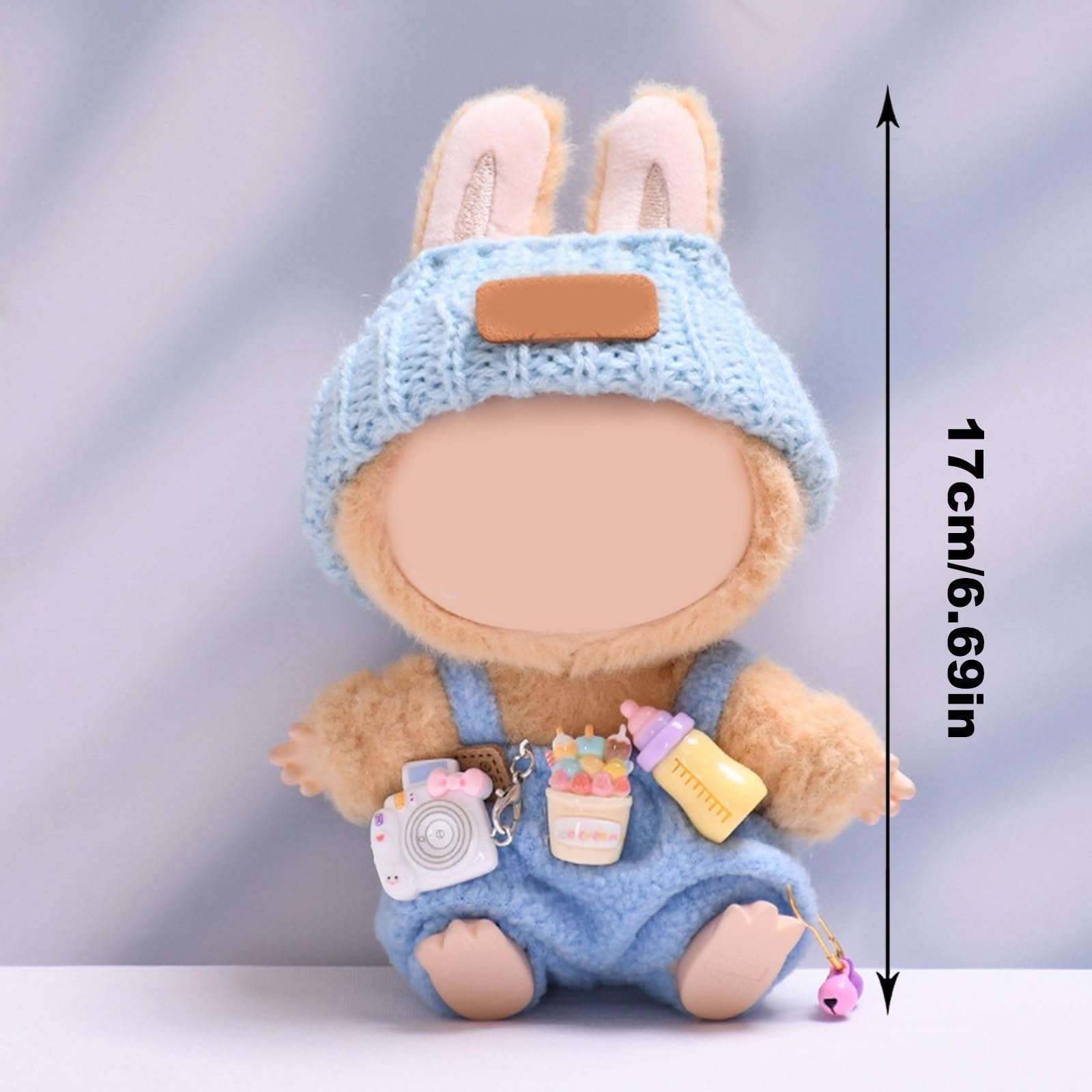 17cm Clothes Set for Dog NO Doll , Hat and Dress Set for dogs Accessories Suit, Cute Outfit for Labubu Dress up Purple
