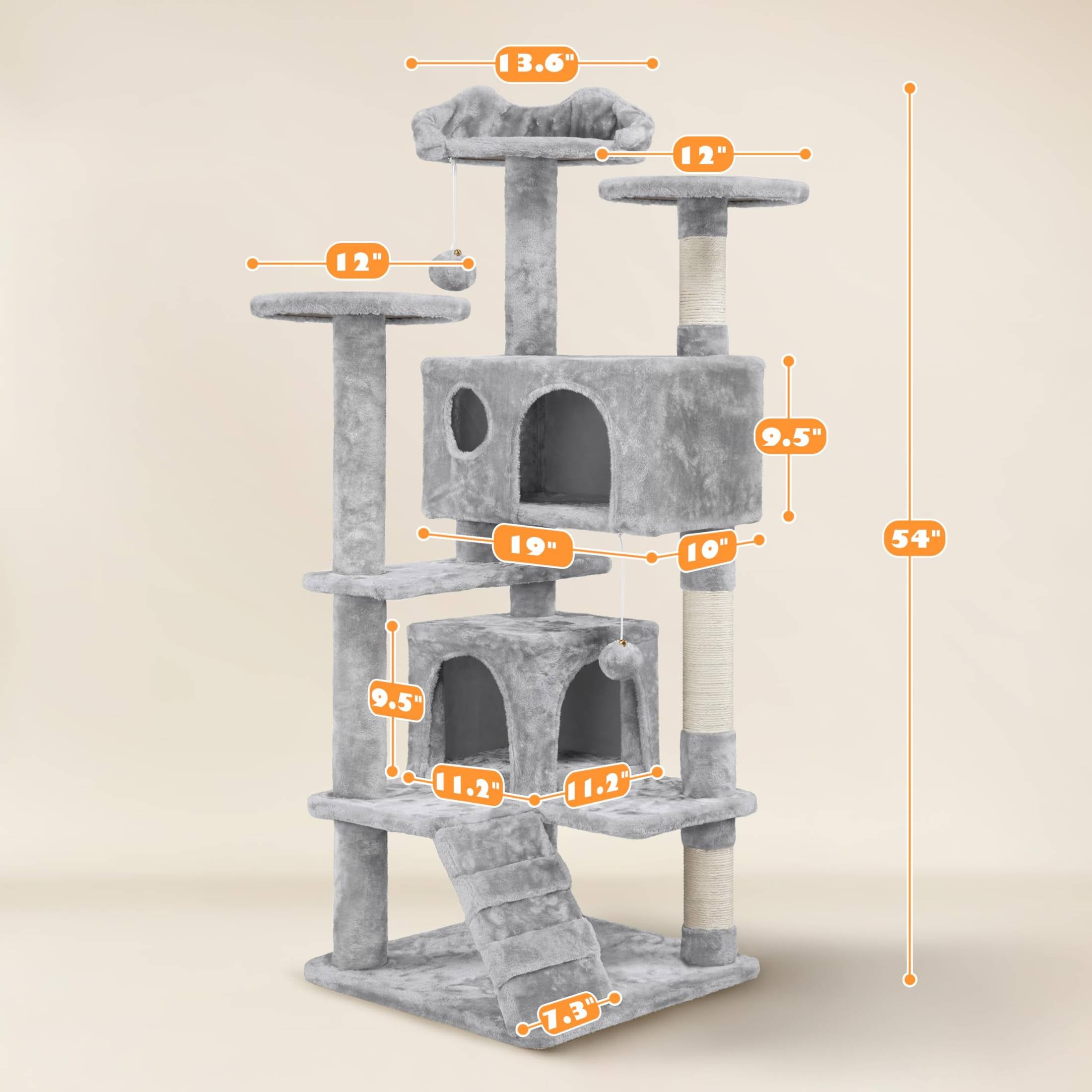 Yaheetech 54in Cat Tree Tower Condo Furniture Scratch Post for Kittens Pet House Play