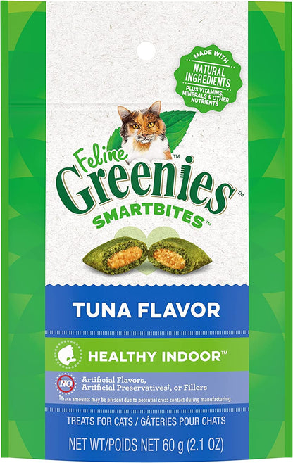 FELINE GREENIES SMARTBITES HEALTHY INDOOR Natural Treats for Cats, Chicken Flavor, 16 oz. Tub