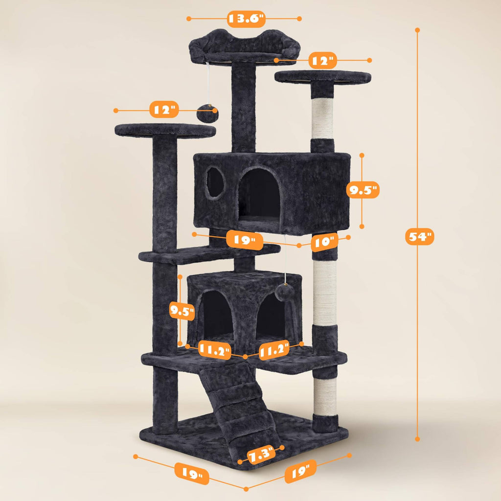 Yaheetech 54in Cat Tree Tower Condo Furniture Scratch Post for Kittens Pet House Play