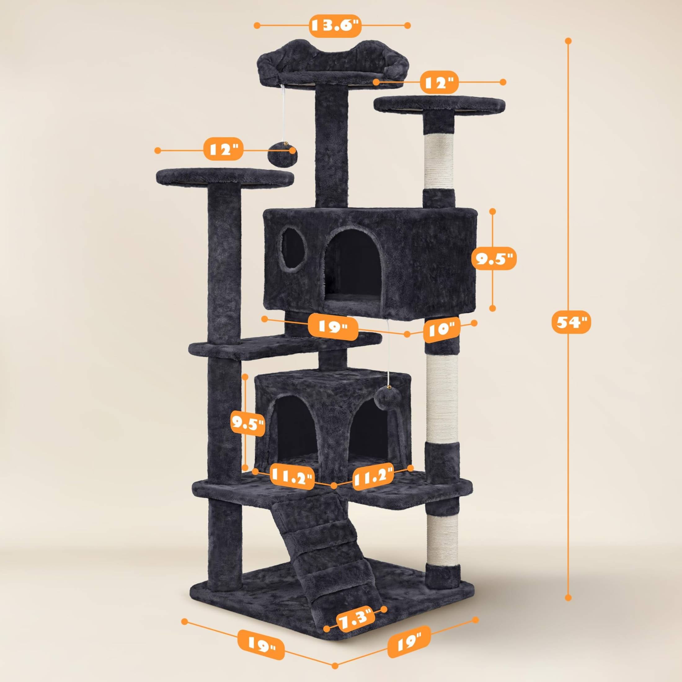 Yaheetech 54in Cat Tree Tower Condo Furniture Scratch Post for Kittens Pet House Play