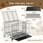 Indestructible Dog Crate with Removable Tray - 37/42/46 Inch Heavy Duty Steel Kennel