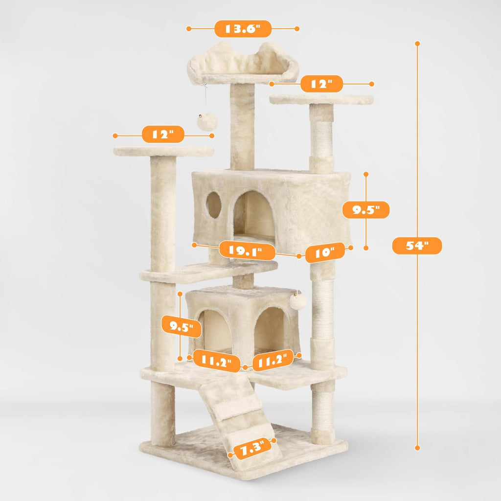 Yaheetech 54in Cat Tree Tower Condo Furniture Scratch Post for Kittens Pet House Play