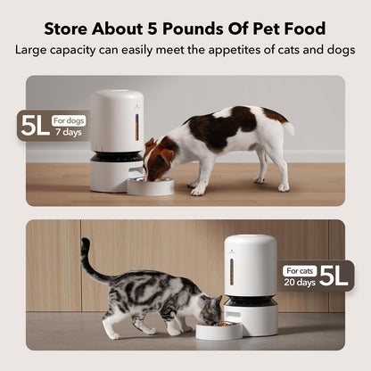 PETLIBRO Automatic Cat Feeder, 5G WiFi Automatic Dog Feeder with Freshness Preservation, 5L Timed Cat Feeder with Low Food Sensor, Up to 10 Meals Per Day, Granary Pet Feeder for Cats, Black