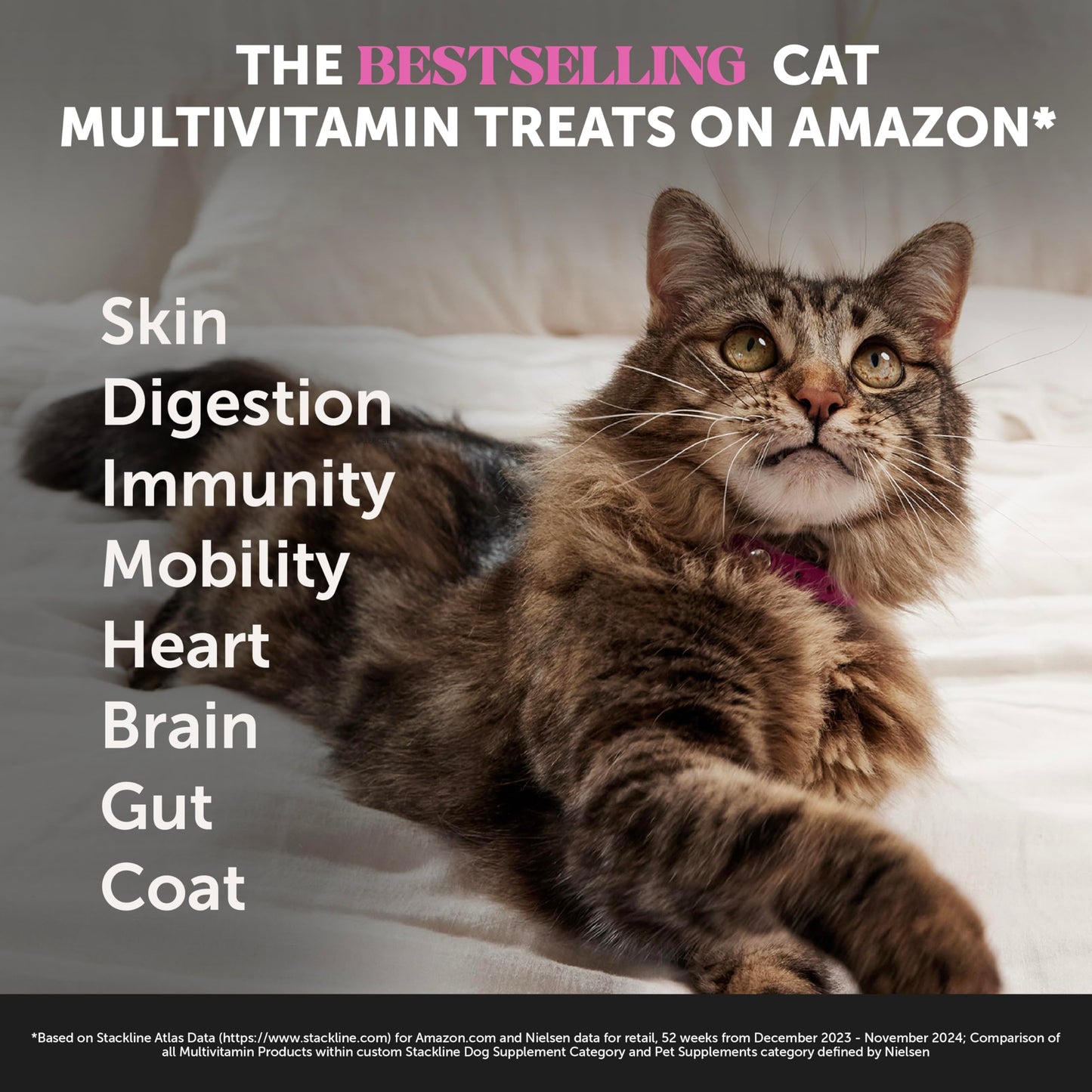 Pet Honesty Cat Multivitamin Crunchy & Creamy Chews - Cat Treats for Health + Immune, Cat Joint Support, Skin & Coat, & Digestion - Omega 3s, Lysine & Probiotic Cat Vitamins - 30 Day Supply