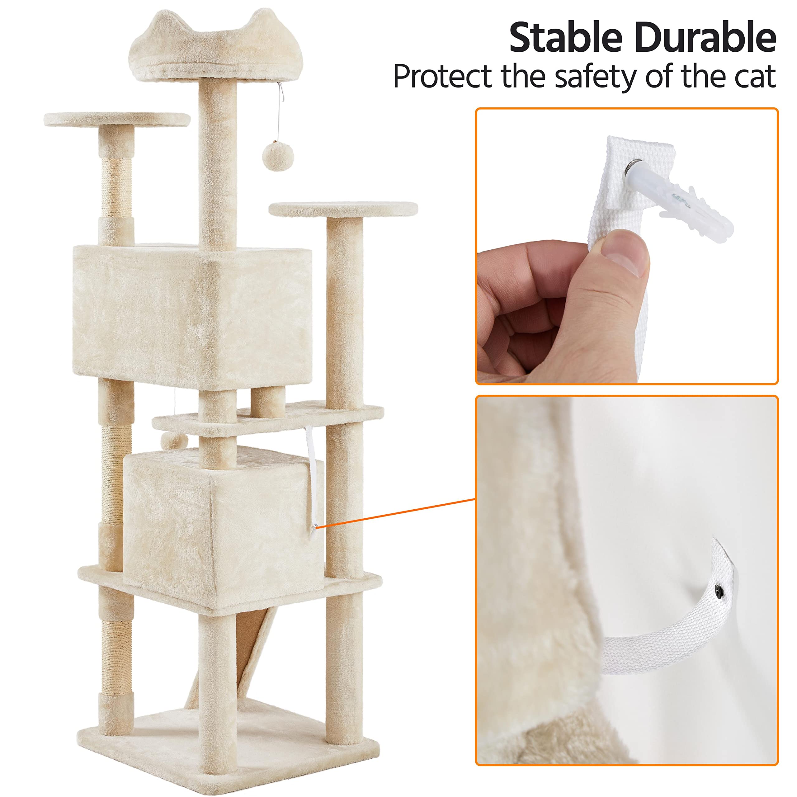 Yaheetech 54in Cat Tree Tower Condo Furniture Scratch Post for Kittens Pet House Play