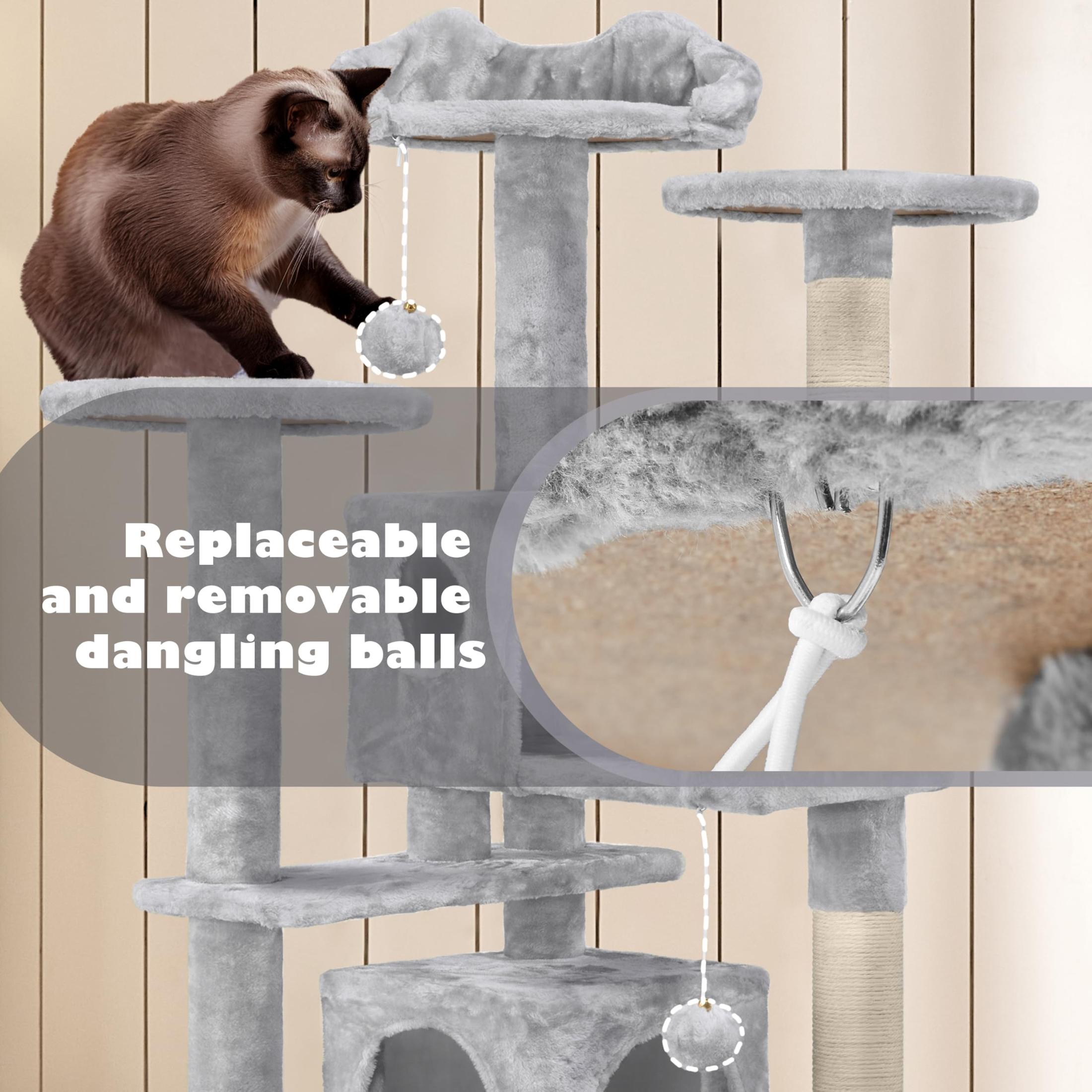 Yaheetech 54in Cat Tree Tower Condo Furniture Scratch Post for Kittens Pet House Play