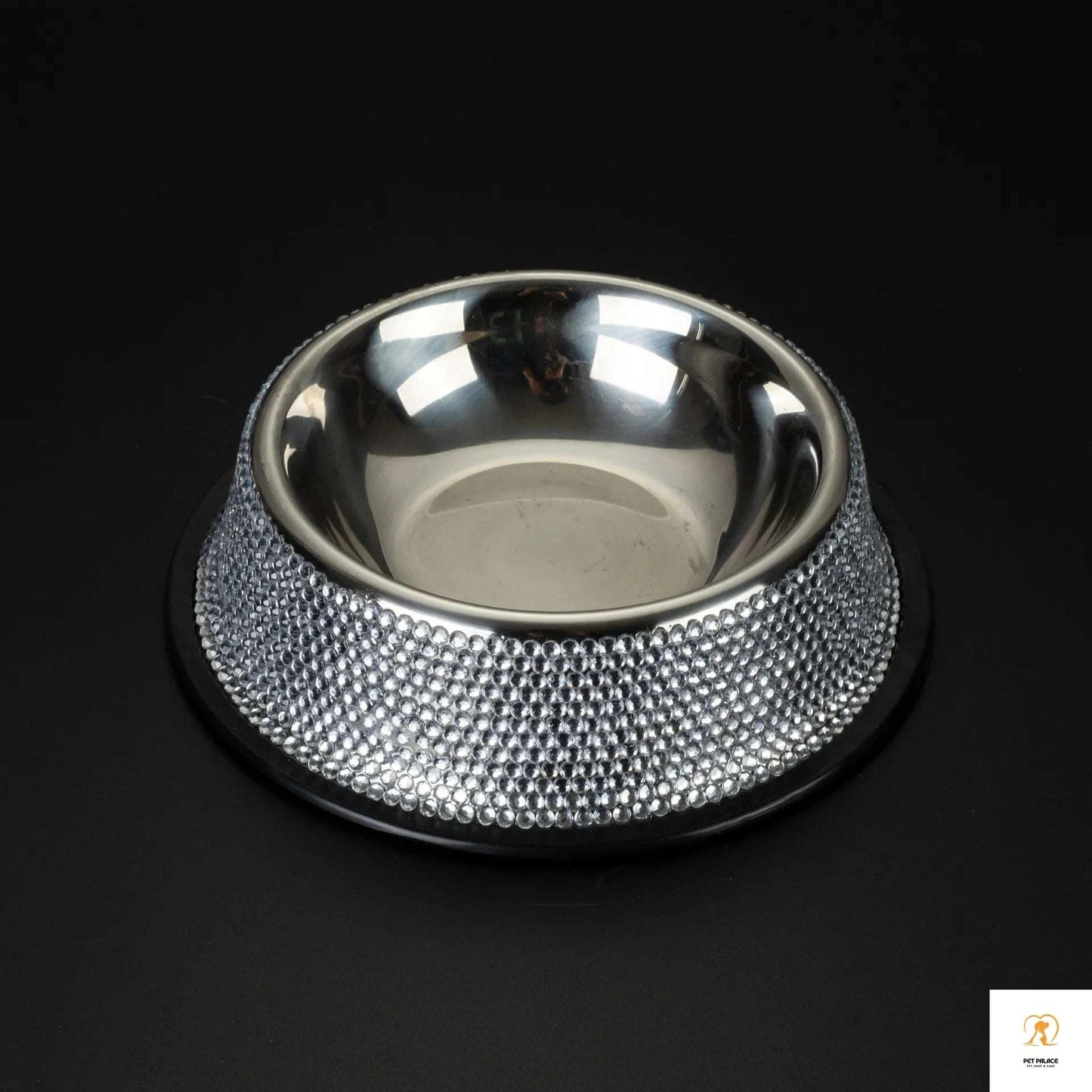 Bling Diamond Stainless Steel Dog Bowl Cat Bowl Pet Drinking Bowl Feeder Sparkling Rhinestone Cat Feeding Bowls 18CM Diameter Pet palace shop