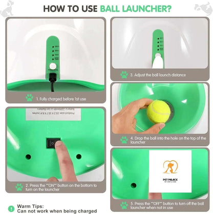 Dog Automatic Ball Launcher Rechargeable 3 Modes Interactive Pet Ball Thrower for Indoor Outdoor Green Pet palace shop