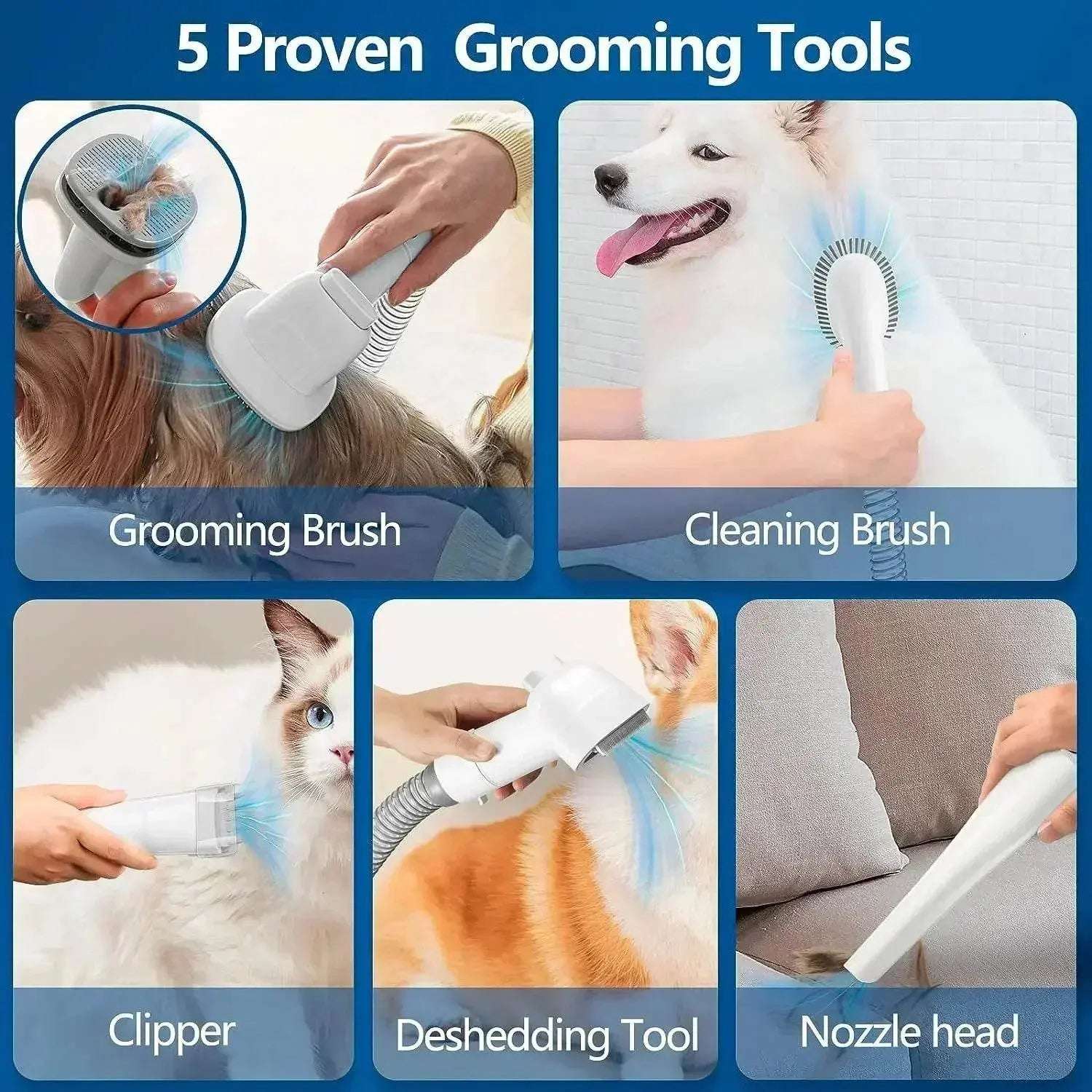 Dog Grooming Kit for Pet Include 4 Hair Clipper Combs 2.5L Vacuum Cleaner and 5 Pet Grooming Tools for Shedding Pet palace shop