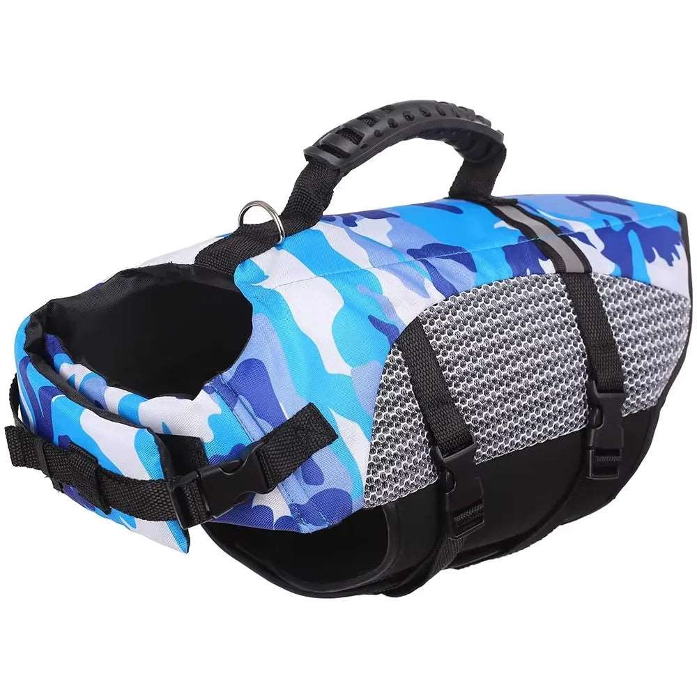 Dog Life Jacket Ripstop High Buoyancy Summer Pet Adjustable Safety Camouflage Swimsuit Reflective Dog Clothes with Rescue Handle Pet palace shop