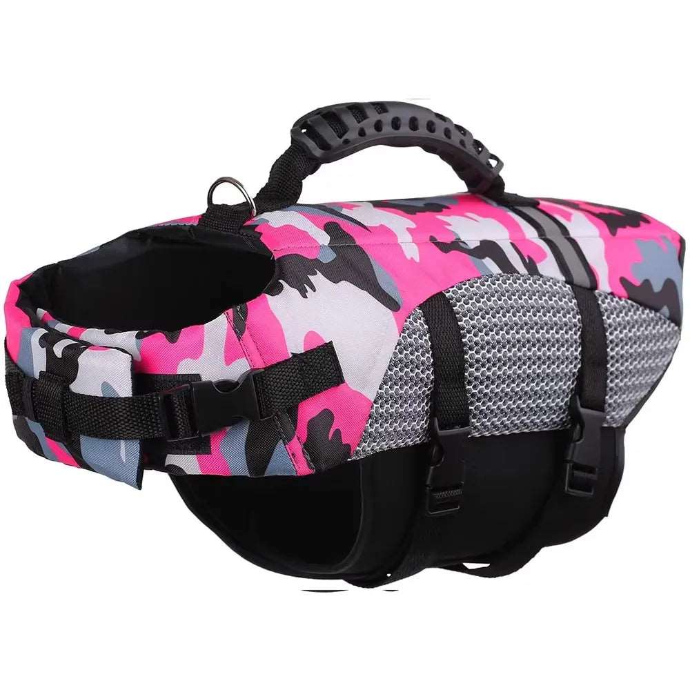 Dog Life Jacket Ripstop High Buoyancy Summer Pet Adjustable Safety Camouflage Swimsuit Reflective Dog Clothes with Rescue Handle Pet palace shop