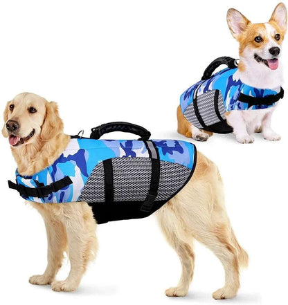 Dog Life Jacket Ripstop High Buoyancy Summer Pet Adjustable Safety Camouflage Swimsuit Reflective Dog Clothes with Rescue Handle Pet palace shop