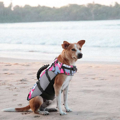 Dog Life Jacket Ripstop High Buoyancy Summer Pet Adjustable Safety Camouflage Swimsuit Reflective Dog Clothes with Rescue Handle Pet palace shop