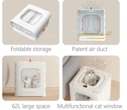 Folded Automatic Pet Hair Drying Machine - Professional Cat Hair Dryer Box Pet palace shop