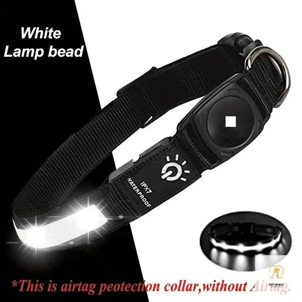 For Apple Airtag GPS Finder Led Dog Collar WaterProof Light USB Chargeable Luminous collar Pet For Apple Air Tag Tracker Case Pet palace shop