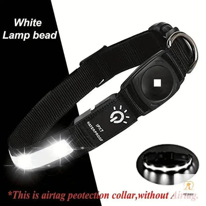For Apple Airtag GPS Finder Led Dog Collar WaterProof Light USB Chargeable Luminous collar Pet For Apple Air Tag Tracker Case Pet palace shop