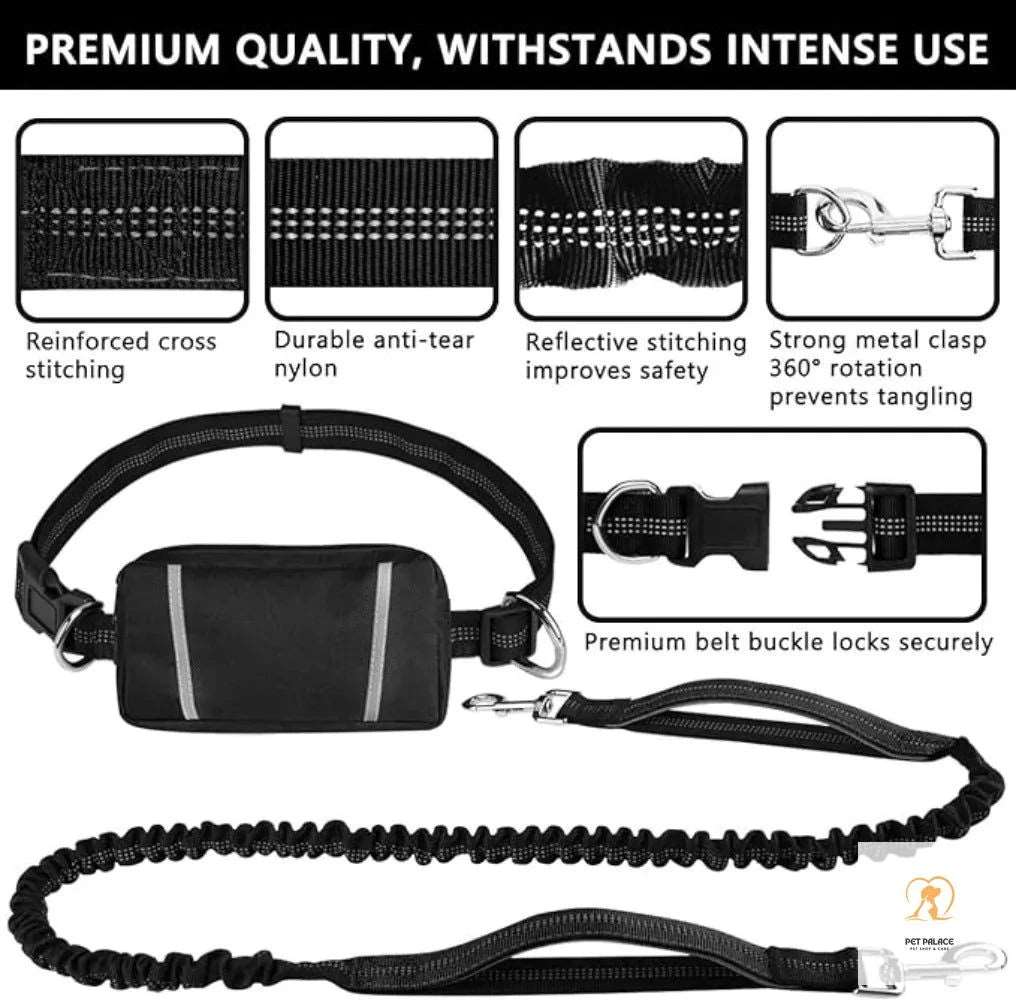 Hands-free Dog leash for running,walking, training,hiking,double handle reflective bungee,adjustable waist belt,shock absorption Pet palace shop