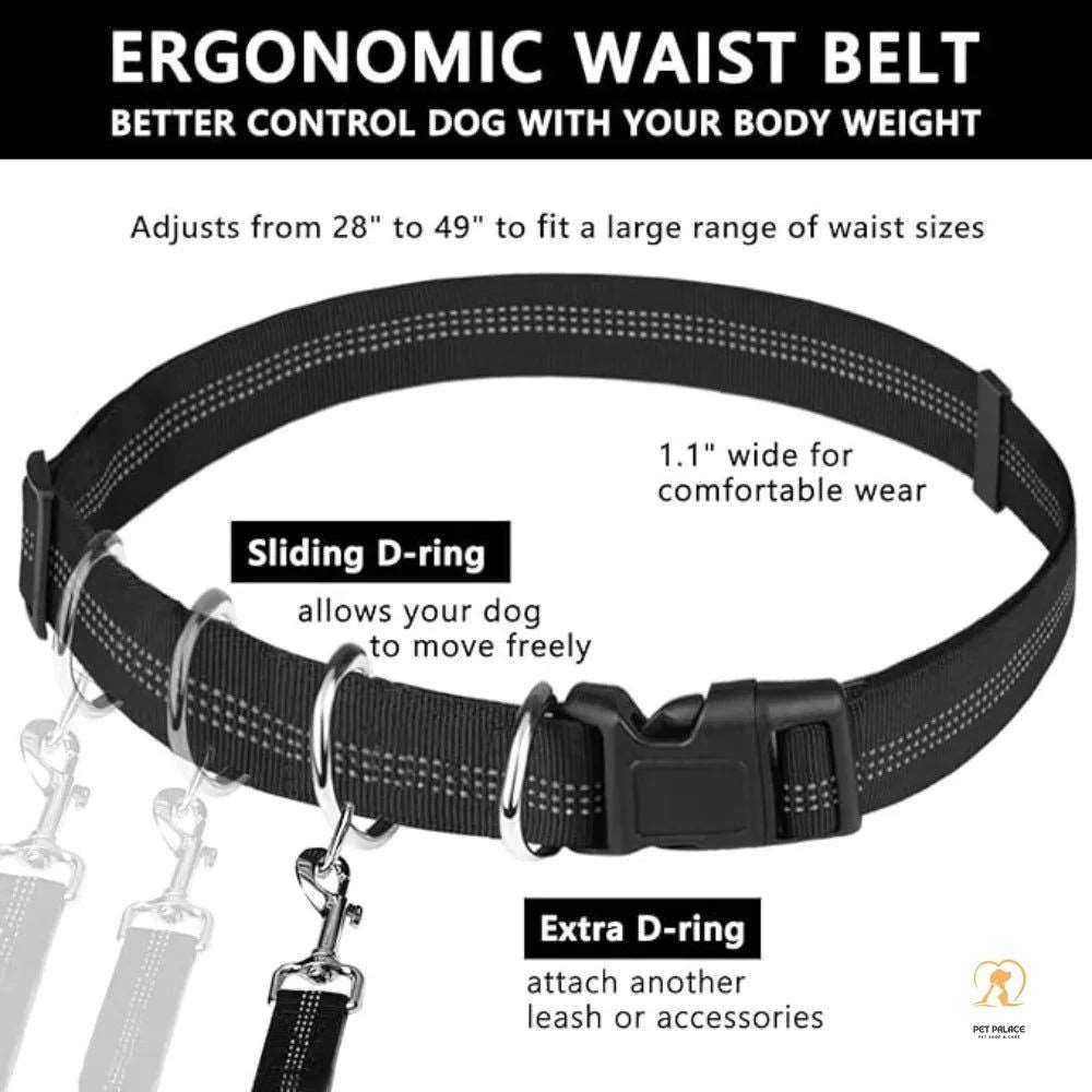 Hands-free Dog leash for running,walking, training,hiking,double handle reflective bungee,adjustable waist belt,shock absorption Pet palace shop