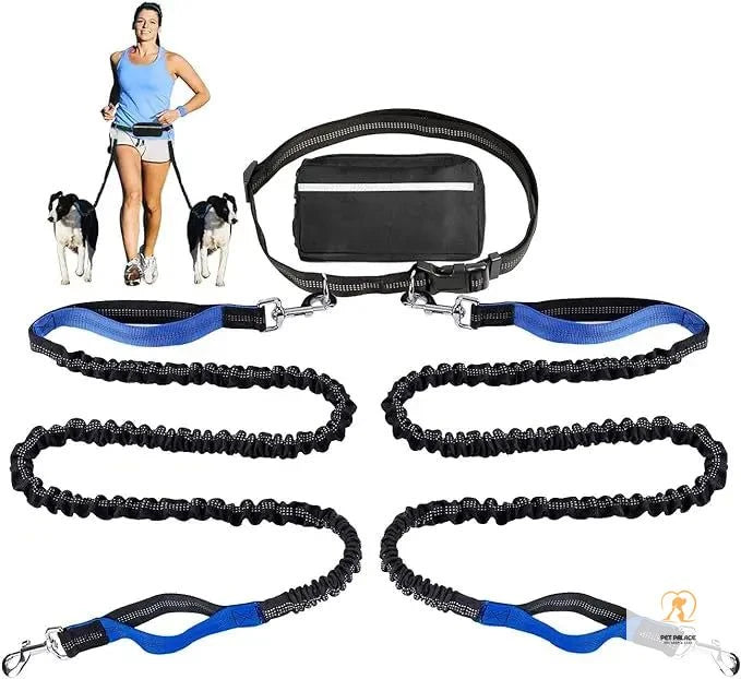 Hands-free Dog leash for running,walking, training,hiking,double handle reflective bungee,adjustable waist belt,shock absorption Pet palace shop