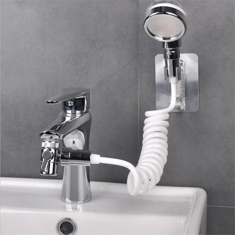 Kitchen Bathroom Sink Water Faucet External Shower Head Set Toilet Flush Extension Tap Small Nozzle Wash Hair Shower With Holder Pet palace shop