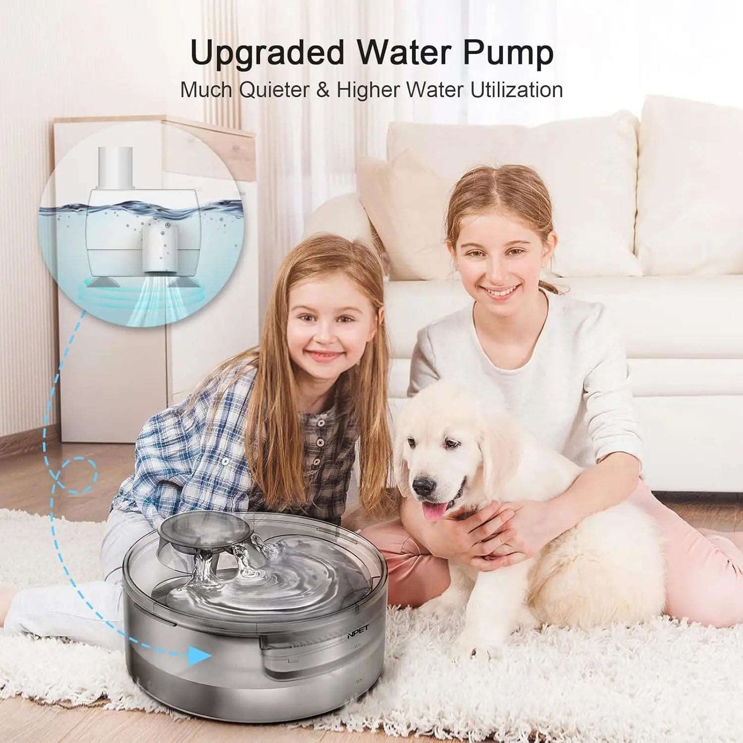 NPET DF10 Dog Water Fountain, 170oz/1.3Gallon/5L Large Automatic Pet Water Dispenser Dog Water Bowl for Cat, Dogs, Multiple Pets Pet palace shop