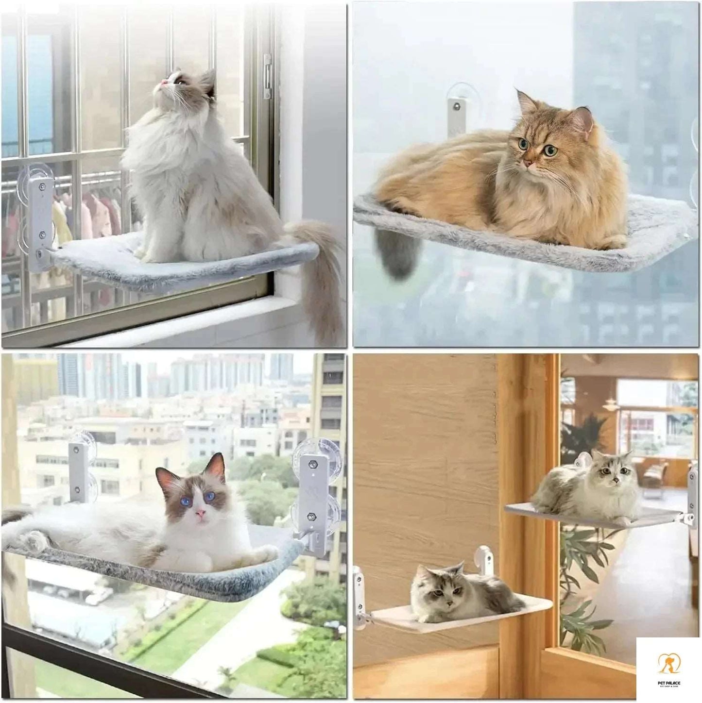 New Foldable Cat Hammock Window Sill Bedside Cordless Strap 4 Powerful Suction Cups Cat Hanging Window Hammock Cat Accessories Pet palace shop