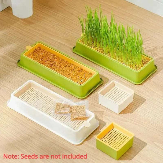 Nursery Tray Seed Germination Tray Cat Grass Growing Set Layered Feline Soilless Convenient Cat Grass Set 4 Styles Pet Supplies Pet palace shop