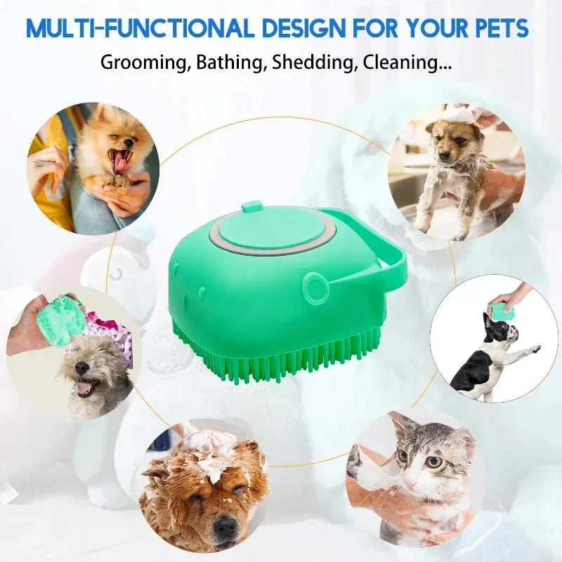 Pet Dog Shampoo Brush 2.7oz 80ml Cat Massage Comb Grooming Scrubber for Bathing Short Hair Soft Silicone Rubber Pet palace shop