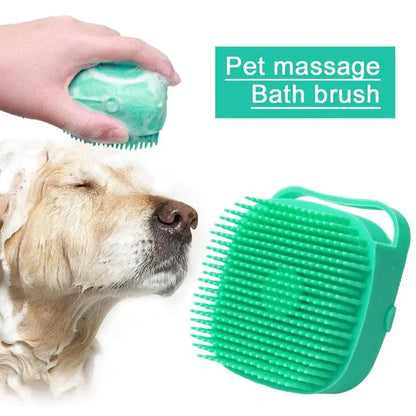 Pet Dog Shampoo Brush 2.7oz 80ml Cat Massage Comb Grooming Scrubber for Bathing Short Hair Soft Silicone Rubber Pet palace shop