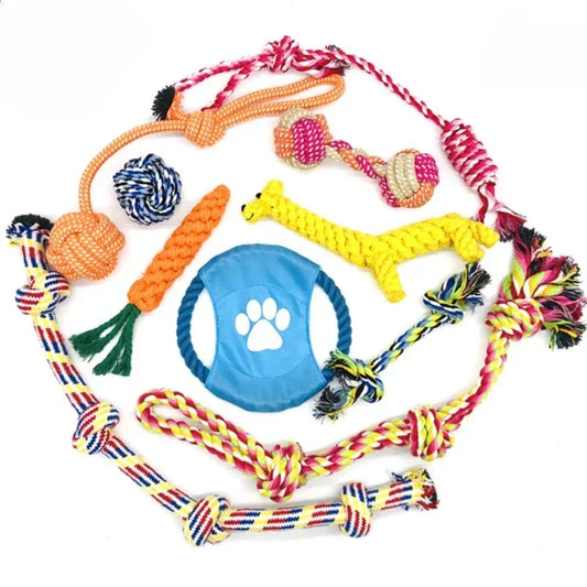 Dog Toy Teeth Chew Carrot Knot Rope Ball Braided Cotton Rope Interactive Toys Training Durable Bite Resistant Puppy Pet Supplies