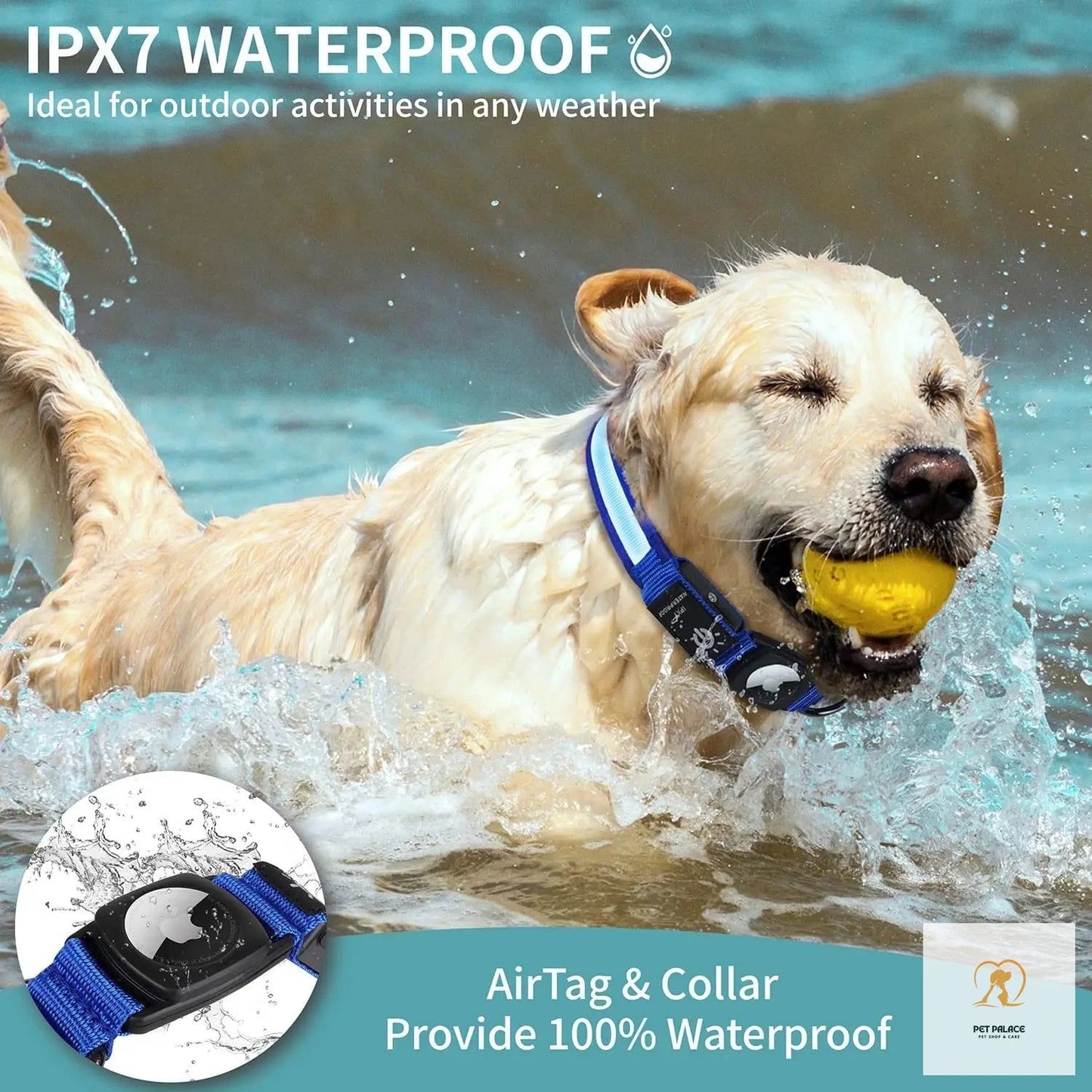 For Apple Airtag GPS Finder Led Dog Collar WaterProof Light USB Chargeable Luminous collar Pet For Apple Air Tag Tracker Case