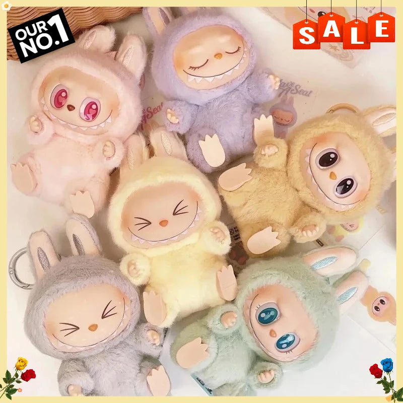 Cute Labub Sit Party Series Surprise Blind Box Plush Vinyl Doll Replica Toy Keychain Collection Decoration Birthday Gift