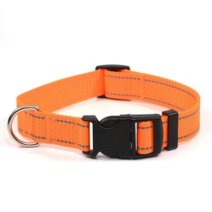 1Pcs Pet Supplies Reflective Puppy Collar,Adjustable Dog Collar Reflective Buckle Safety Nylon Collars (Green/Black/Orange S)