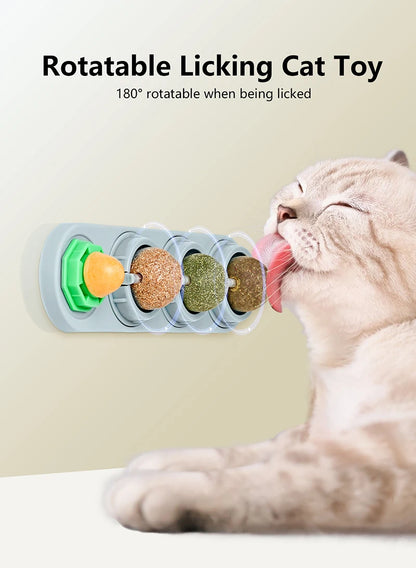 Catnip Lollipop Ball Toy for Cats - Rotating Mint Treats and Self-Playing Fun