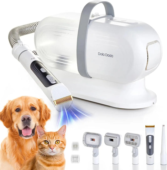 Grooming Kit, Dog Grooming Clippers, Pet Grooming Vacuum With 5 Pet Grooming Tools For Shedding Pet Hair, 11000Pa Suction,