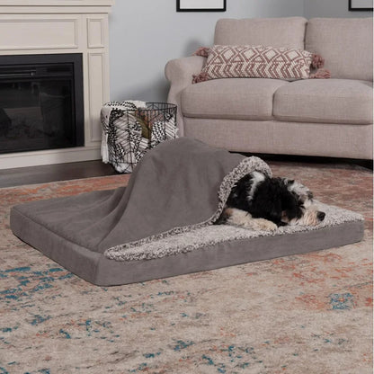 Orthopedic Dog Bed for Large/Medium Dogs w/ Removable Washable Cover, For Dogs Up to 55 lbs - Berber & Suede Blanket Top Mattres