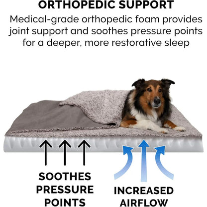 Orthopedic Dog Bed for Large/Medium Dogs w/ Removable Washable Cover, For Dogs Up to 55 lbs - Berber & Suede Blanket Top Mattres