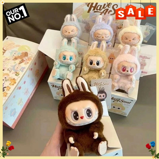 Cute Labub Sit Party Series Surprise Blind Box Plush Vinyl Doll Replica Toy Keychain Collection Decoration Birthday Gift
