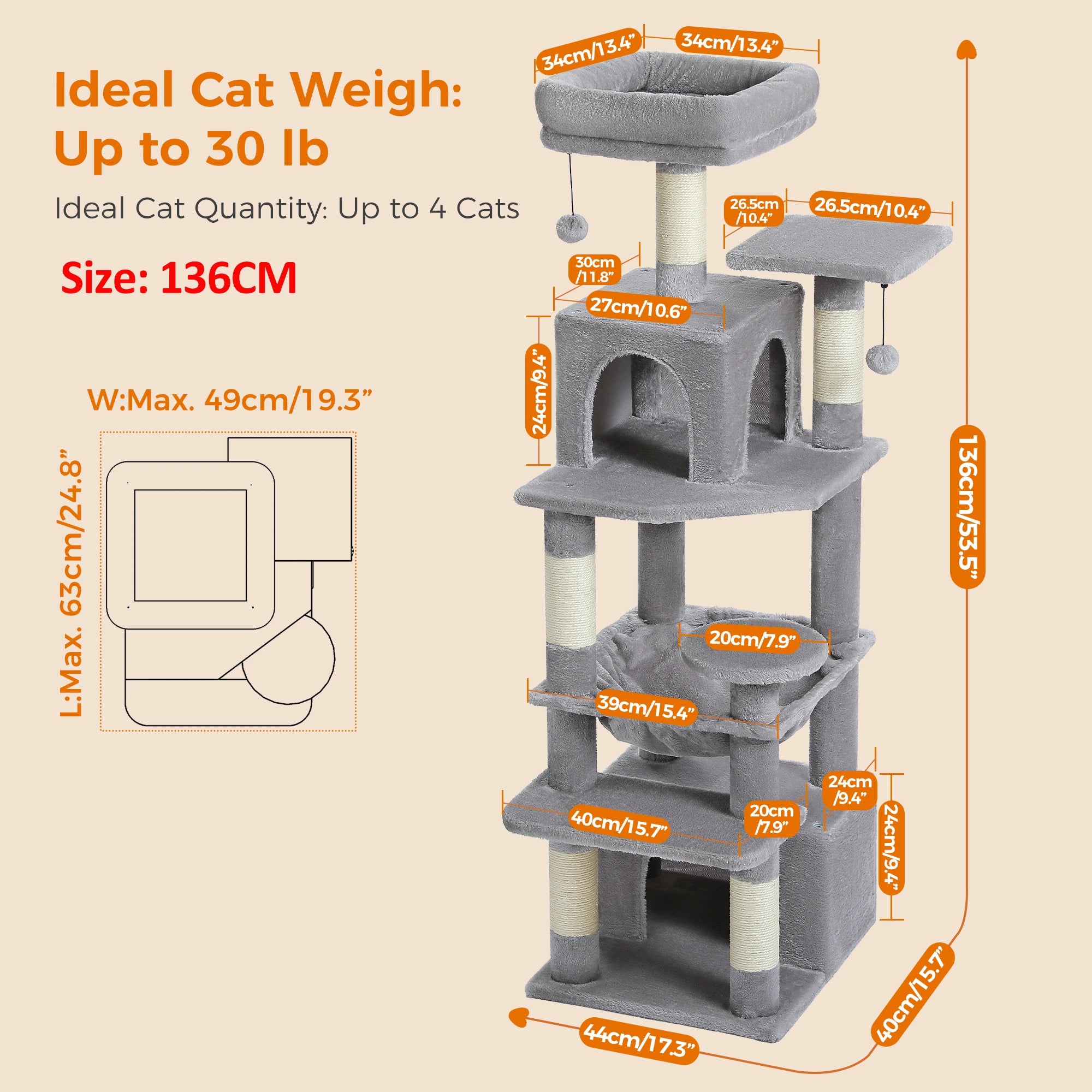 Large Cat Tree and Tower for Indoor Cats